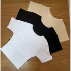 Conjunto de 3 tops cortos de manga corta de canalé