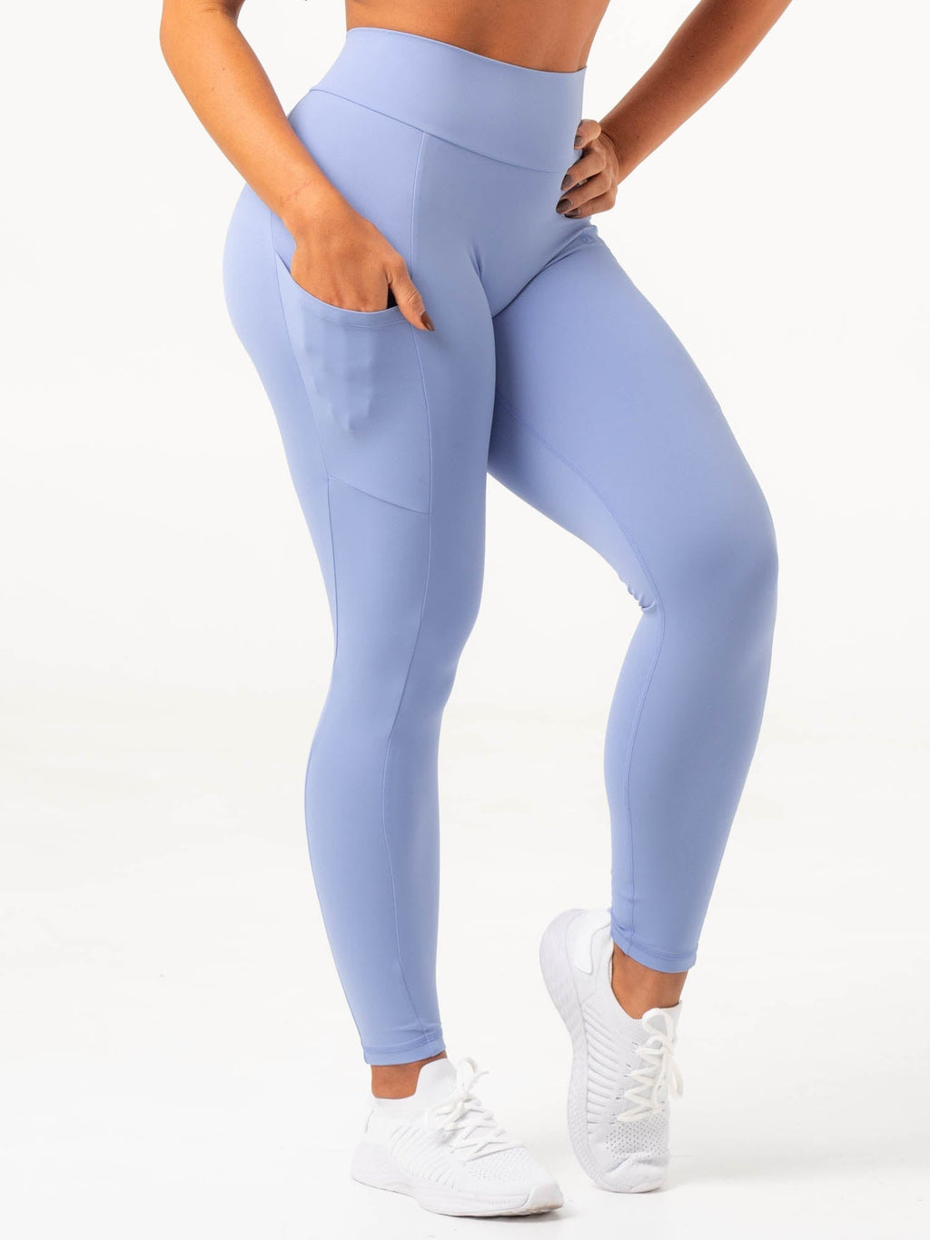 Leggings NKD V con bolsillo fruncido - Azul de ensueño